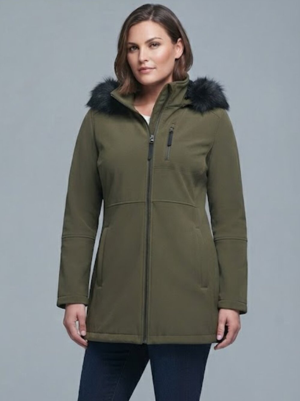 Calvin Klein Weather-Resistant Softshell Fashion Coat - Size Medium